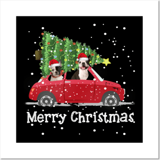 Bully Car Red Truck Christmas Tree Cute Bully Dogs Posters and Art